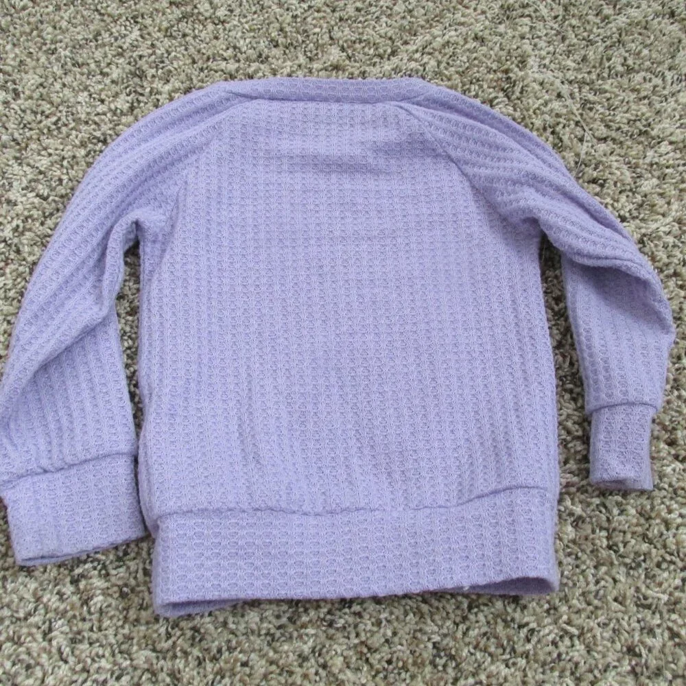 Pullover Waffle‎ T Shirt Infant Girls 12M Purple Lavender Long Sleeve Crew Neck
